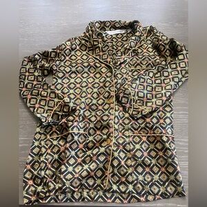 Victoria's Secret Black and Gold Geometric Silky Top